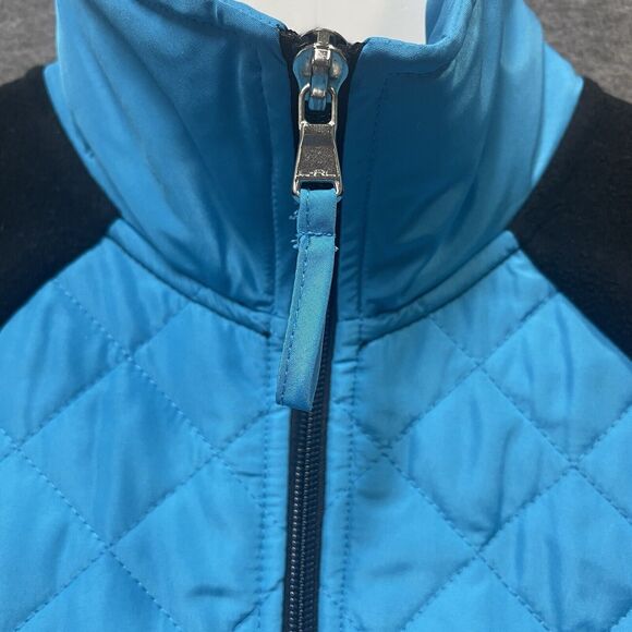 LRL Ralph Lauren Active Jacket Womens Medium Blue Black Fleece Full Zip Quilted - Picture 3 of 7